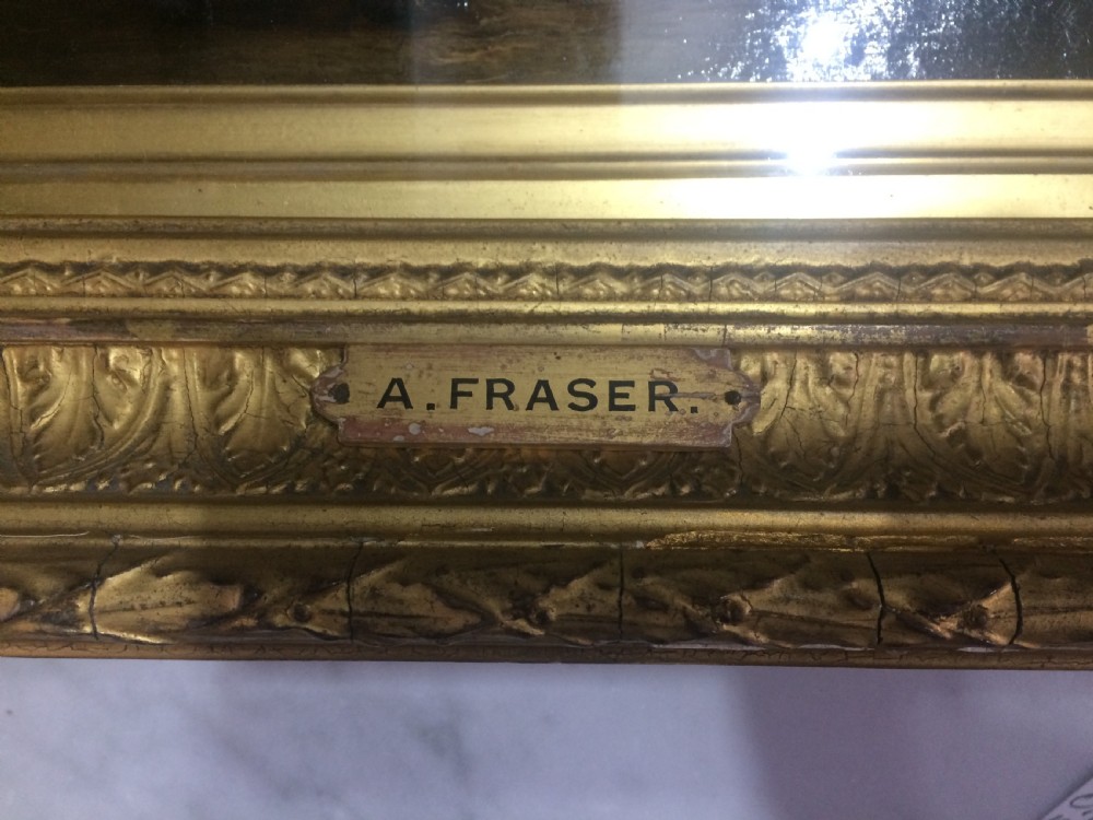 Alexander Fraser Oil On Board Of A Highland Sportsman in 'Croft Interior'. View III