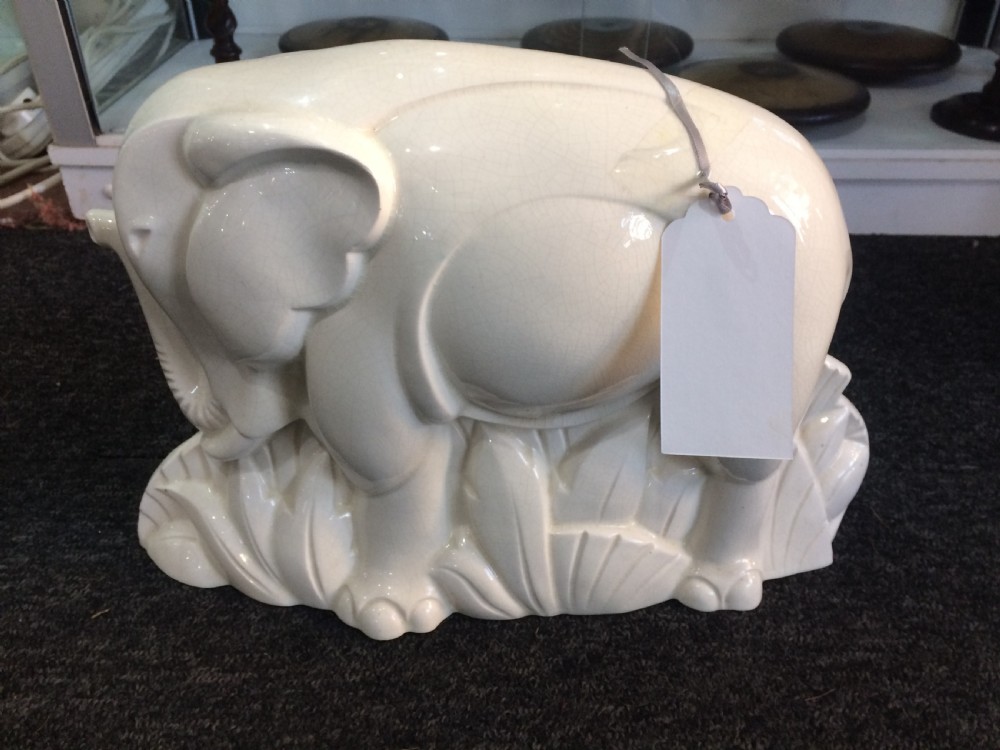 French Art Deco Craquele Elephant By St. Clements.