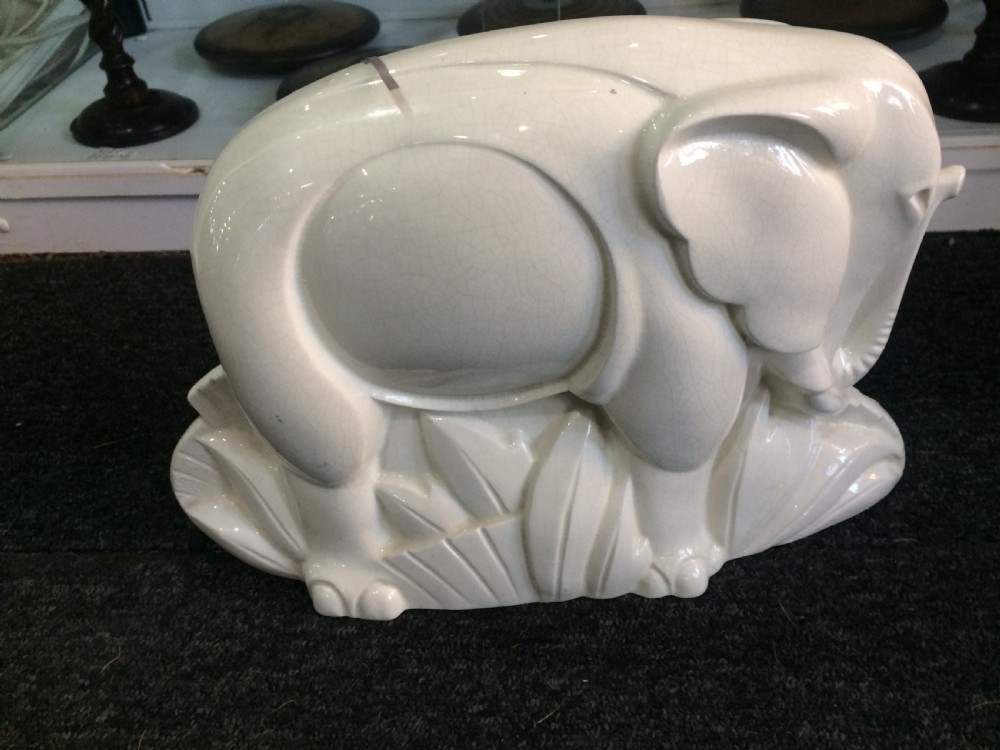 French Art Deco Craquele Elephant By St. Clements. View II