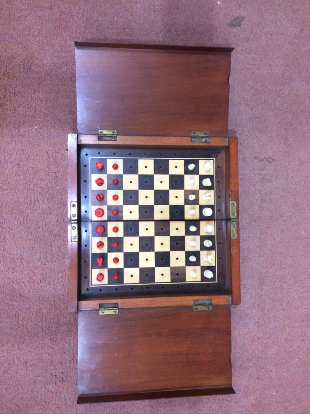 Mahogany Travelling Chess Set 19th Century 