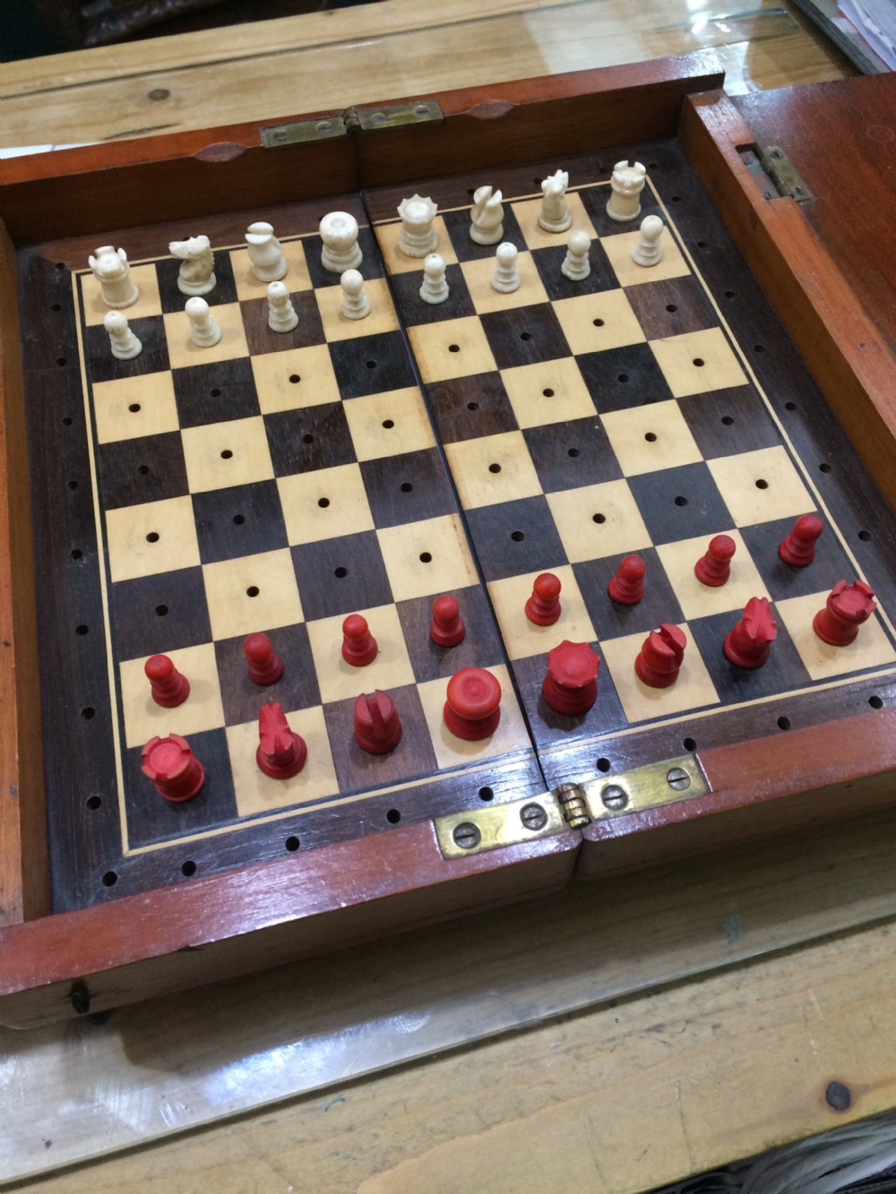 Mahogany Travelling Chess Set 19th Century  View III