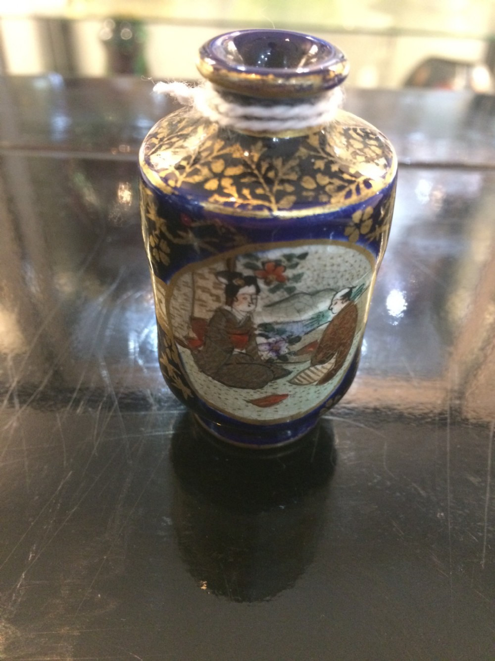 Satsuma Mini-Vase On Stand Meji Period