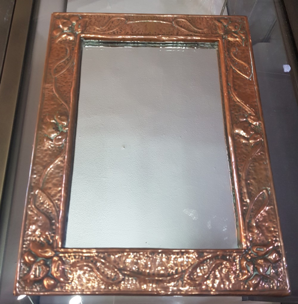 Arts & Crafts Copper Mirror c.1910 Art Nouveau  View II