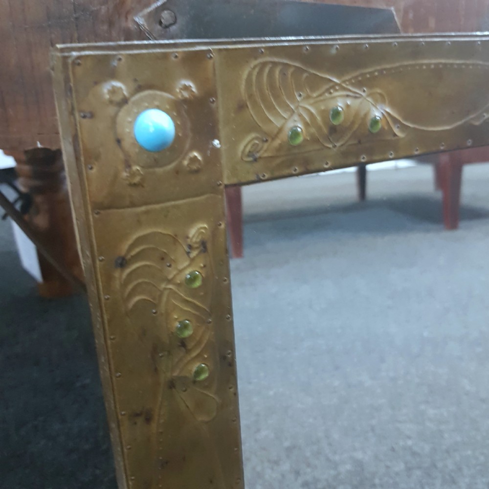 Arts & Crafts Turquoise & Green Stone Cabochon Studded Butterfly Wing Mirror  View VII