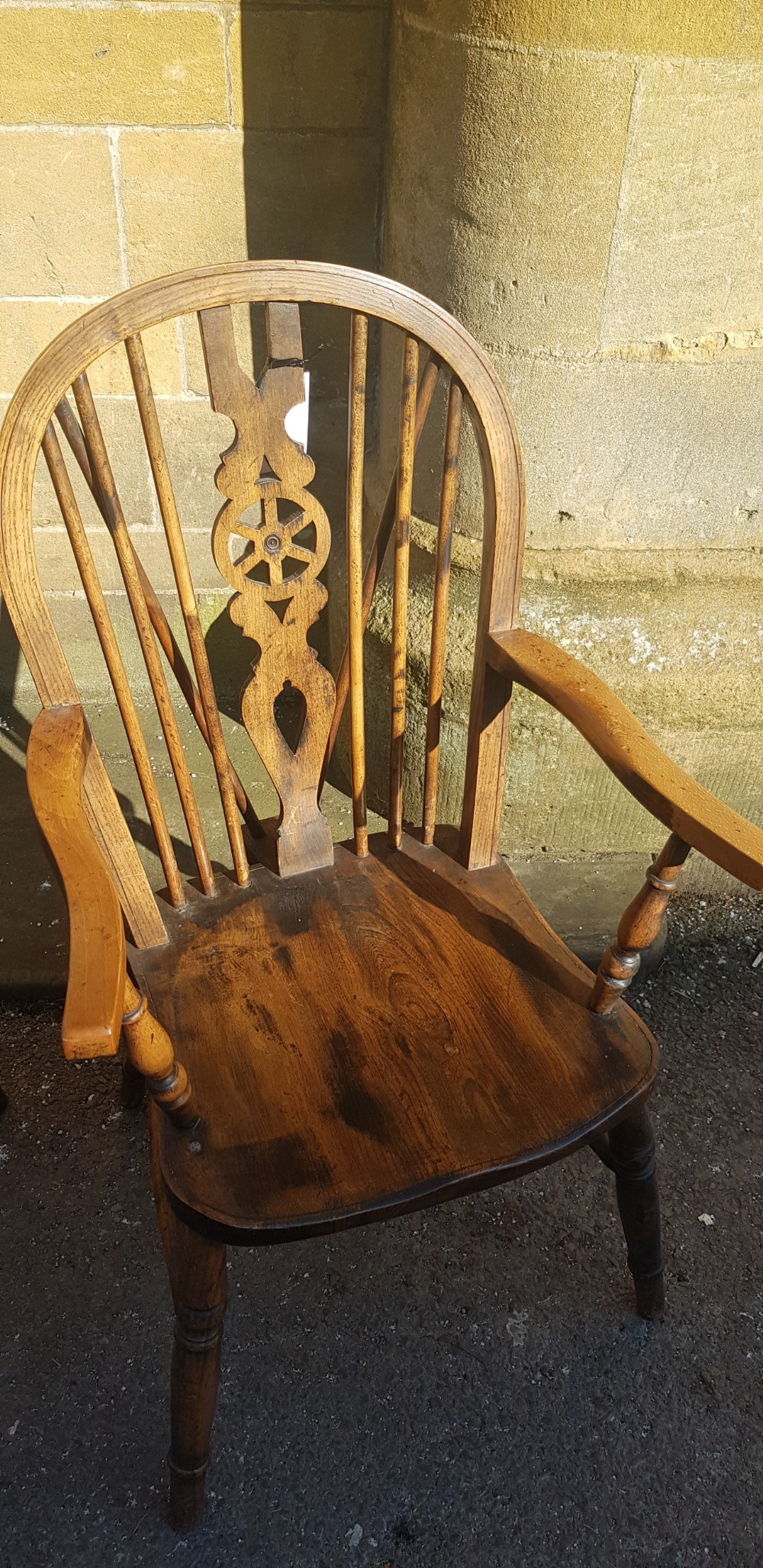 Pair Windsor Armchairs in Beech 19th Century  High Hoop Back  View IV