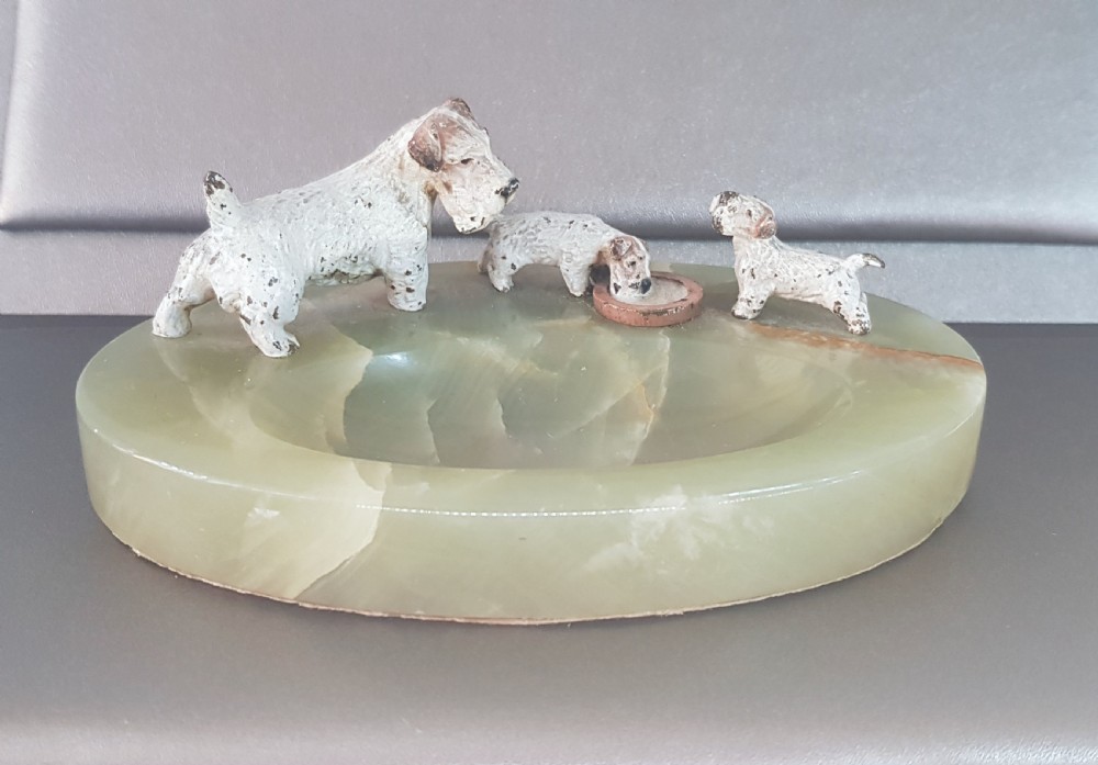 Austrian Bronze Terriers on Onyx Tray c.1920 View II