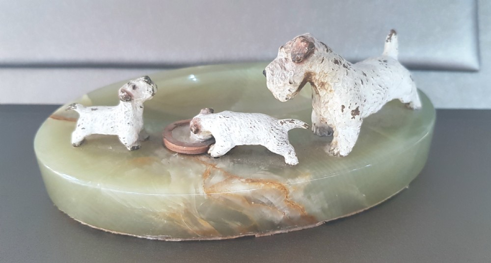 Austrian Bronze Terriers on Onyx Tray c.1920 View IV