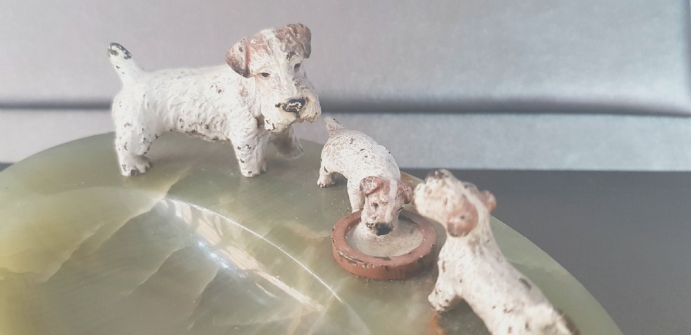 Austrian Bronze Terriers on Onyx Tray c.1920 View IX