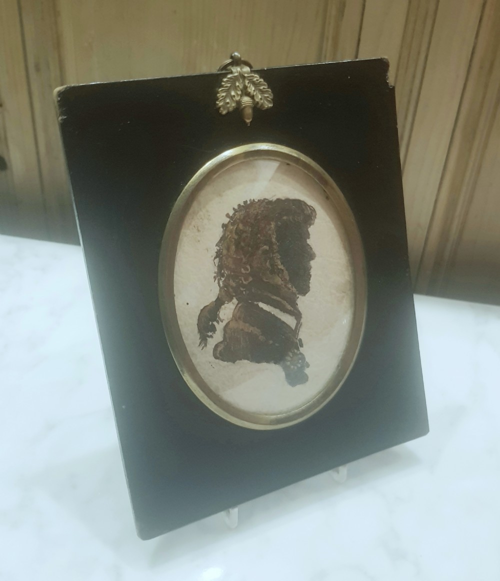 Naval Officer Silhouette 19th Century Mounted in Wooden Frame with Hanging Loop View VIII
