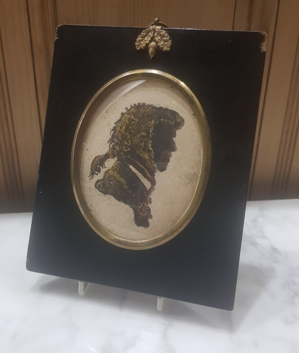 Naval Officer Silhouette 19th Century Mounted in Wooden Frame with Hanging Loop View IX