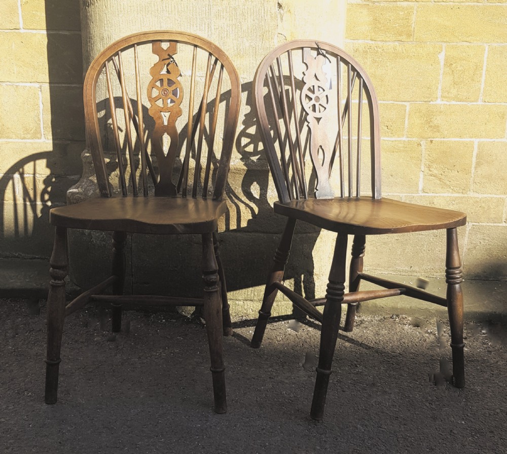 Pair Beech Windsor Chairs Late 19th Century  View IV