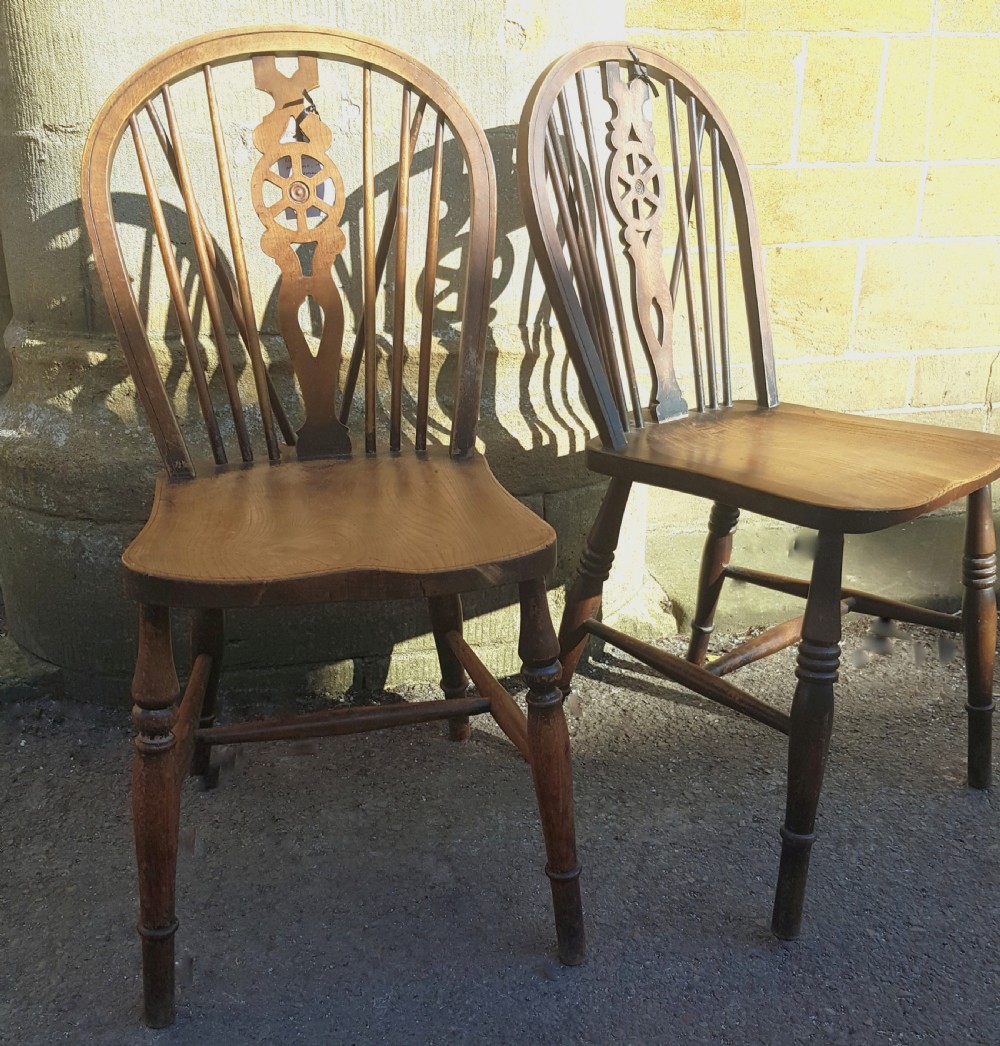 Pair Beech Windsor Chairs Late 19th Century  View VI