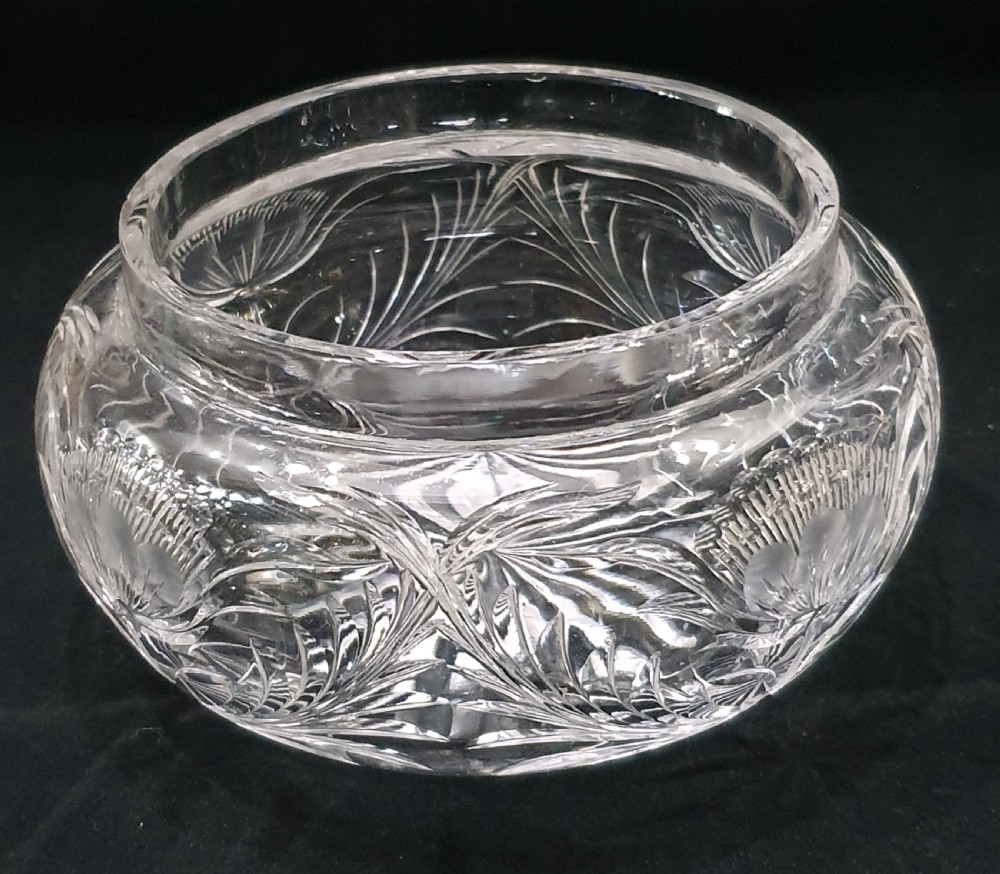 Gold Guilloche on Sterling (London 1915) Glass Powder Bowl  View VII