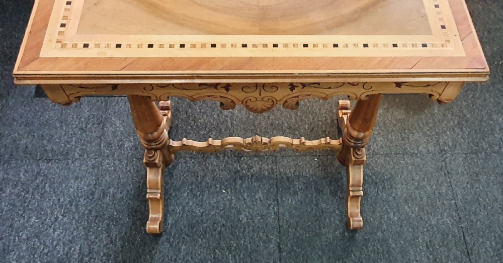 19th Century Italian Parquetry Olive Wood, Sycamore & Walnut Ladies' Dressing / Side / Boudoir Table with Drawer & Key View IV