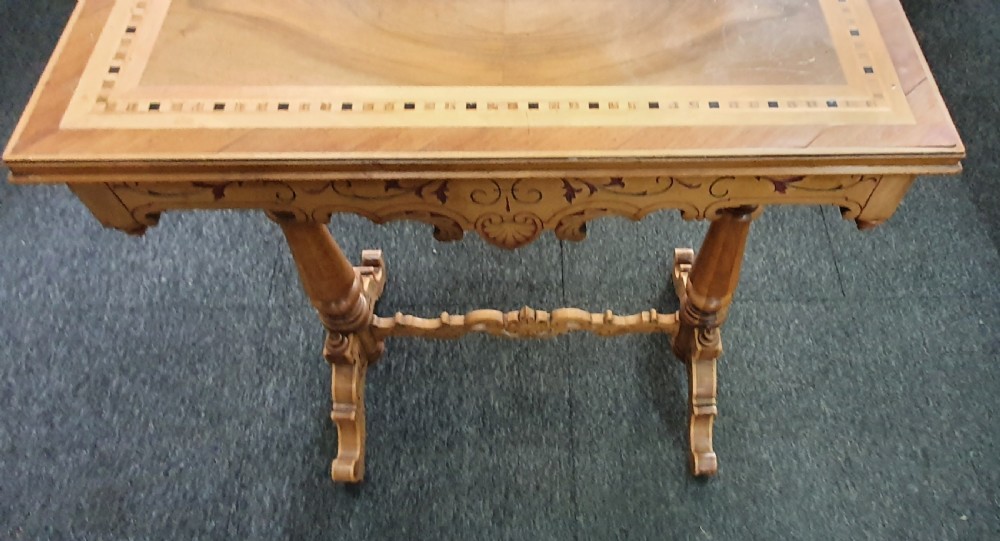 19th Century Italian Parquetry Olive Wood, Sycamore & Walnut Ladies' Dressing / Side / Boudoir Table with Drawer & Key View V