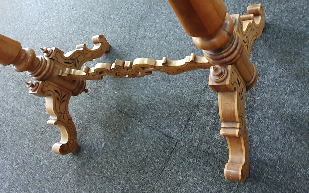 19th Century Italian Parquetry Olive Wood, Sycamore & Walnut Ladies' Dressing / Side / Boudoir Table with Drawer & Key View VIII