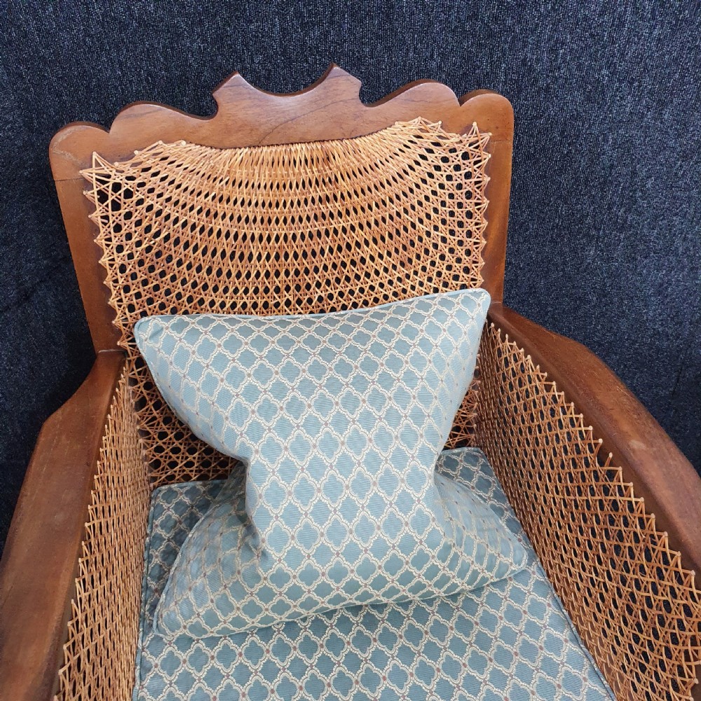 Art Deco Bergere Armchairs Reupholstered & Re-Caned c1930 View IX