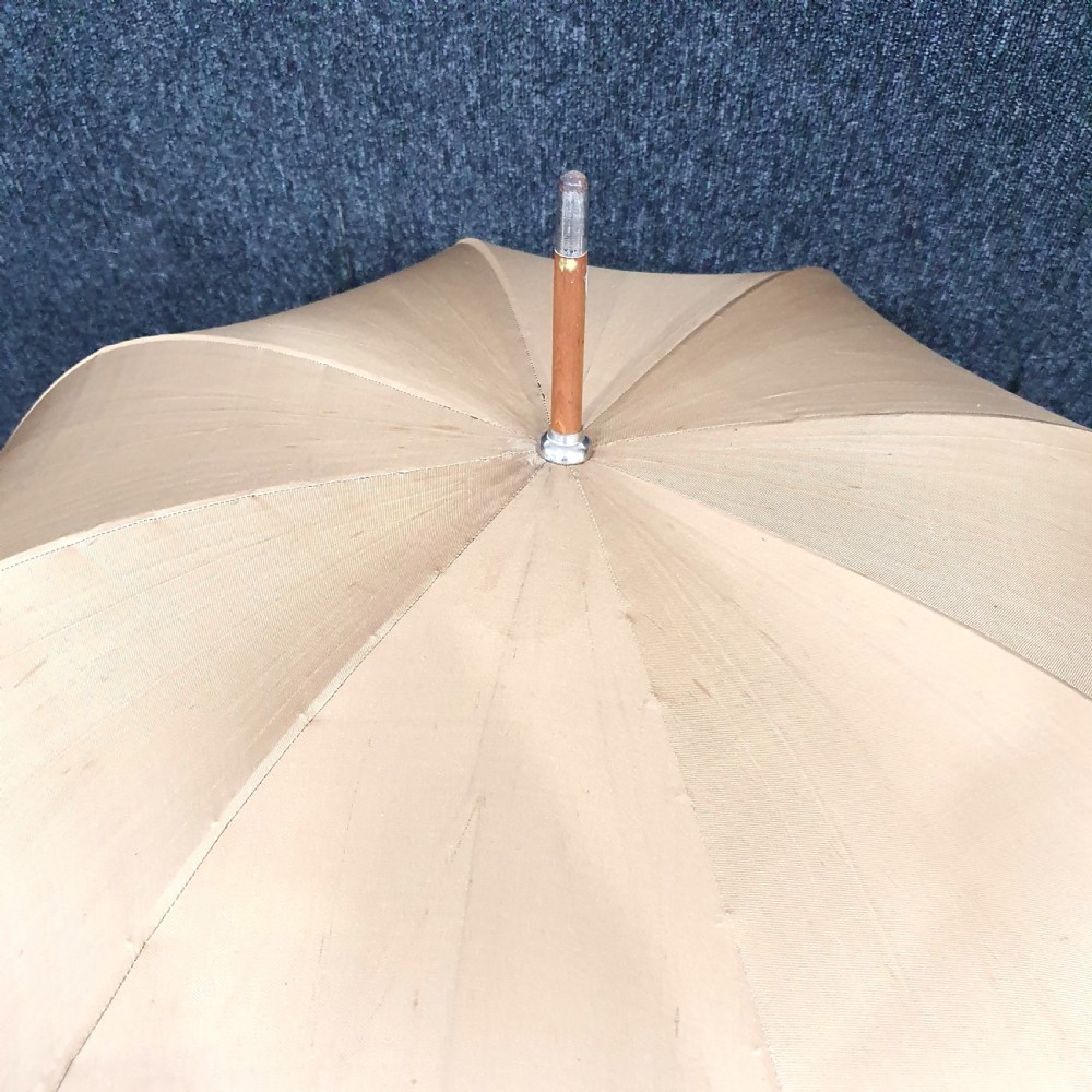 Silver Handled Silk French Parasol Victorian Period Hallmarked Peugeot & Cie View IV