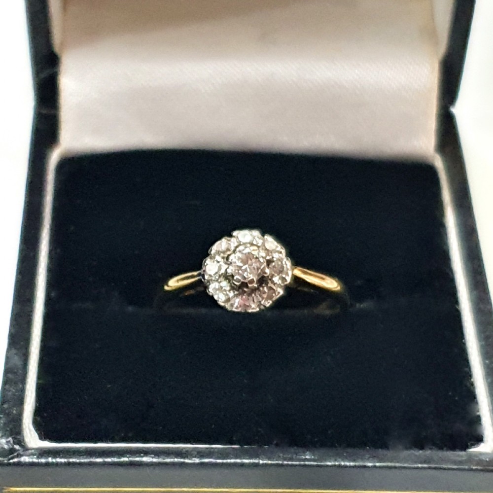 1950s Old Cut Diamond Ring 18 Carat Gold - Size L½