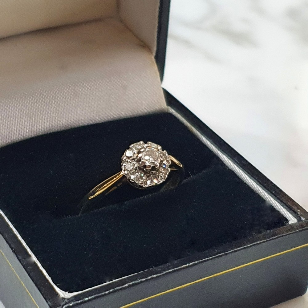 1950s Old Cut Diamond Ring 18 Carat Gold - Size L½ View XI