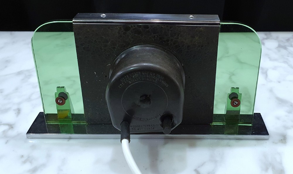 Art Deco Clock by Smiths Green Glass & Chrome Re-Wired & 12mo Guarantee c.1930 View VI
