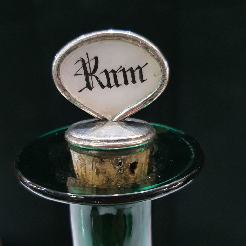 Georgian Rum Decanter Bristol Green with Mother of Pearl Cork Stopper c.1825 View III