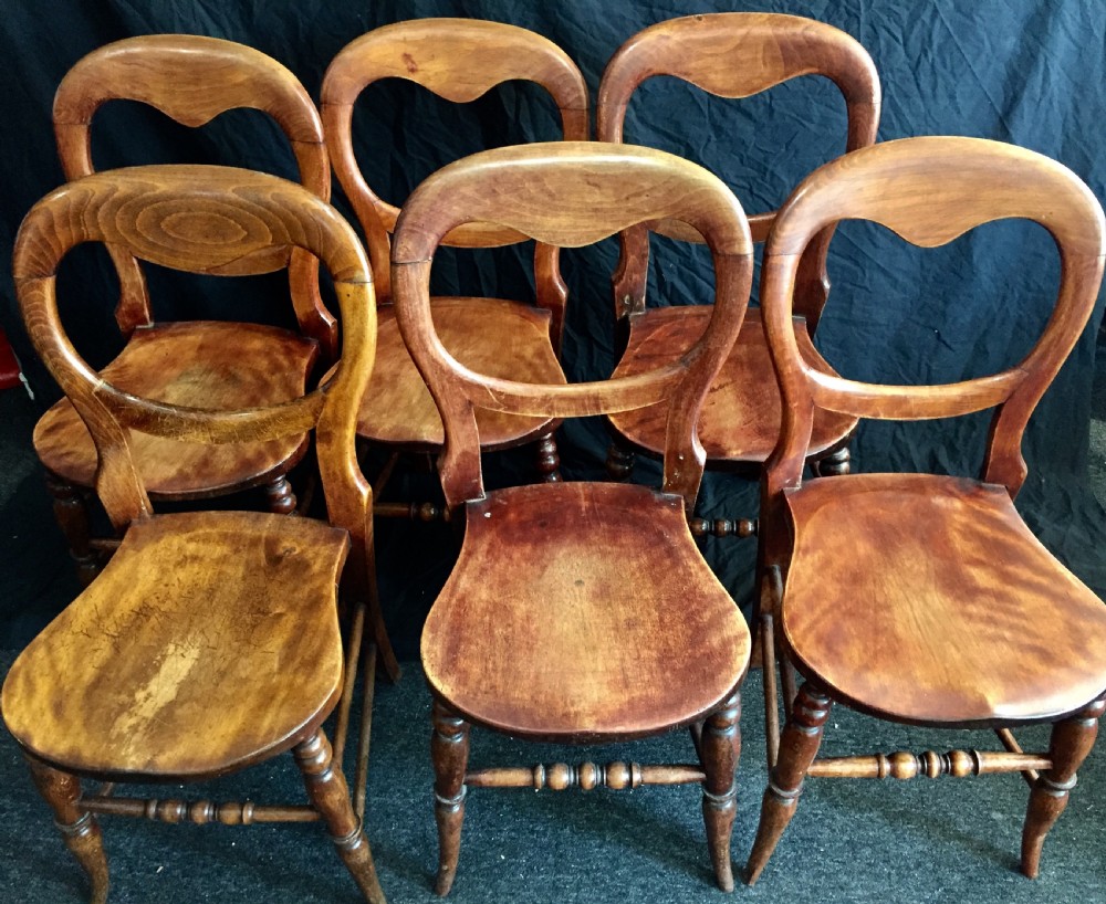 Victorian kitchen chairs, set of 6 c1880 View II