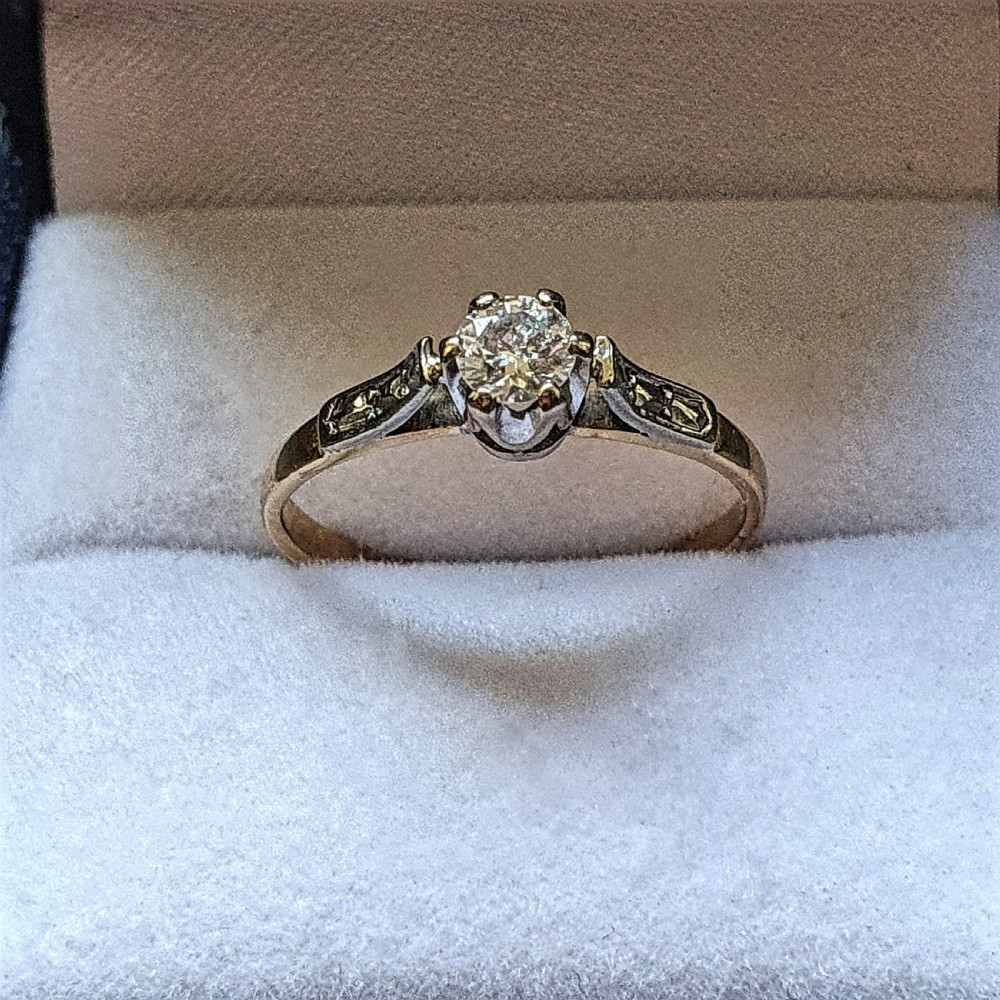 Art Deco Ring Diamond Solitaire 18ct Gold Engagement- Size K½ View VII