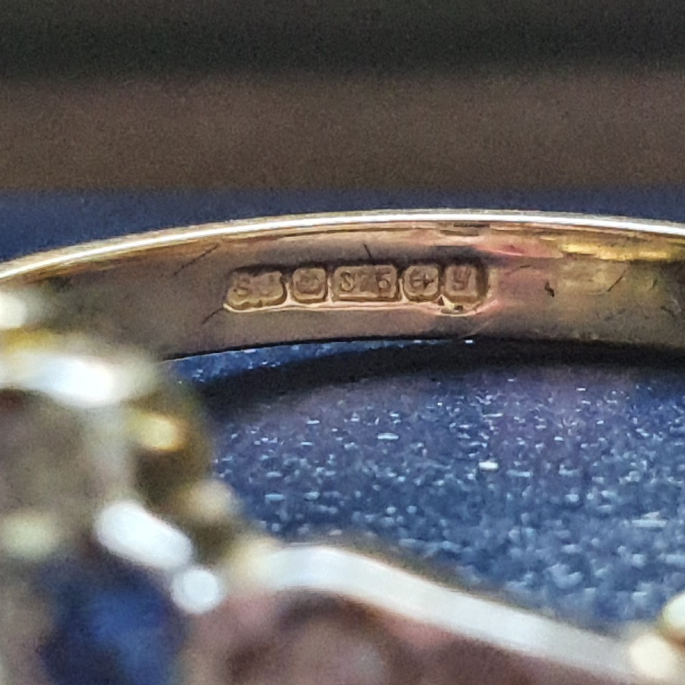 Swiss Cut Diamond & Sapphire Ring 9ct Gold - Size O View XII