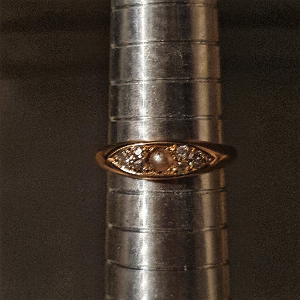 Victorian Diamond & Pearl 18ct Gold 1893 - Ring Size N½ View VII