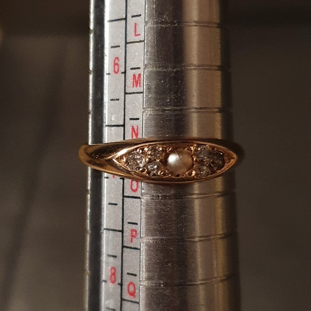 Victorian Diamond & Pearl 18ct Gold 1893 - Ring Size N½ View VIII