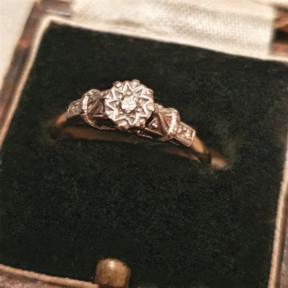 Art Deco Ring Star Diamond Platinum 18ct Gold - Size L½ View III