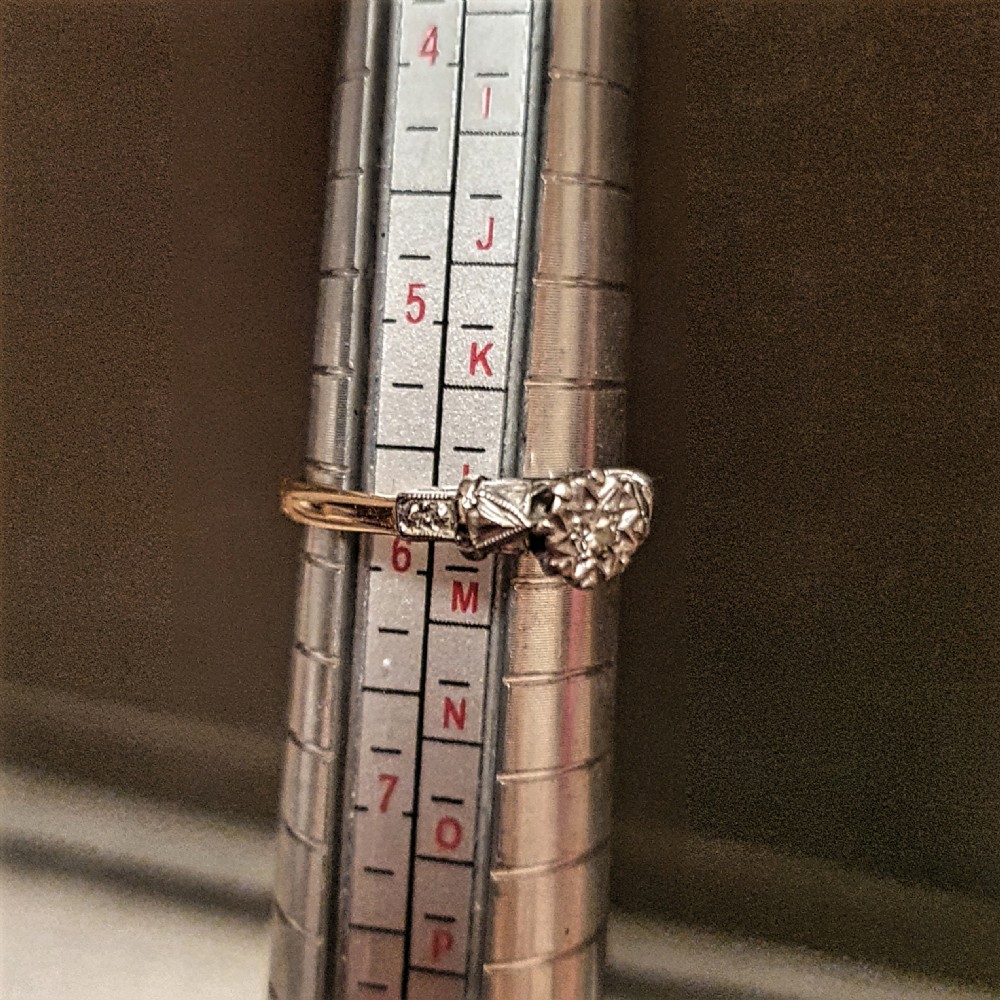 Art Deco Ring Star Diamond Platinum 18ct Gold - Size L½ View XII