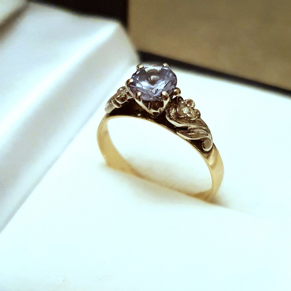 Art Deco 1930s 1ct Aquamarine & Diamond 9ct Gold Ring - Size P View VII