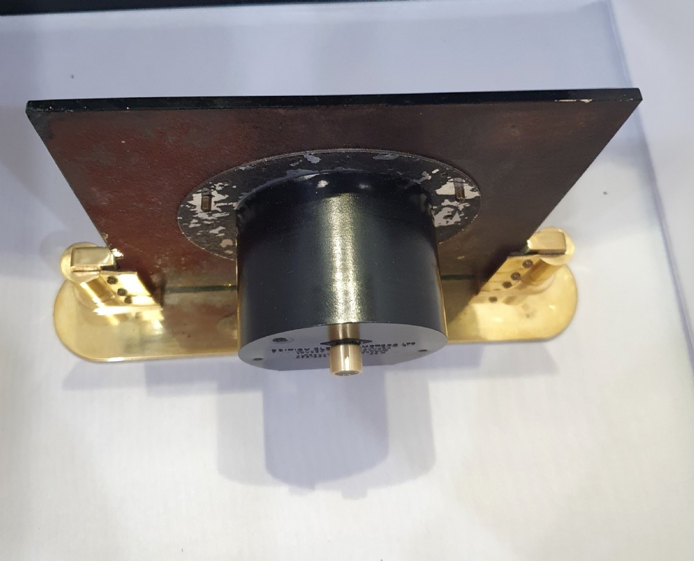 Art Deco Clock Black Glass & Brass British Electric Meters Converted to Quartz Mantel Clock  View XIV
