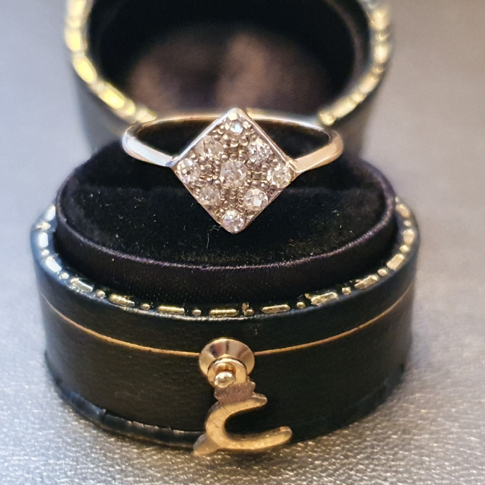 Art Deco Ring Diamond Panel Lozenge on 9ct Gold - Size K View II