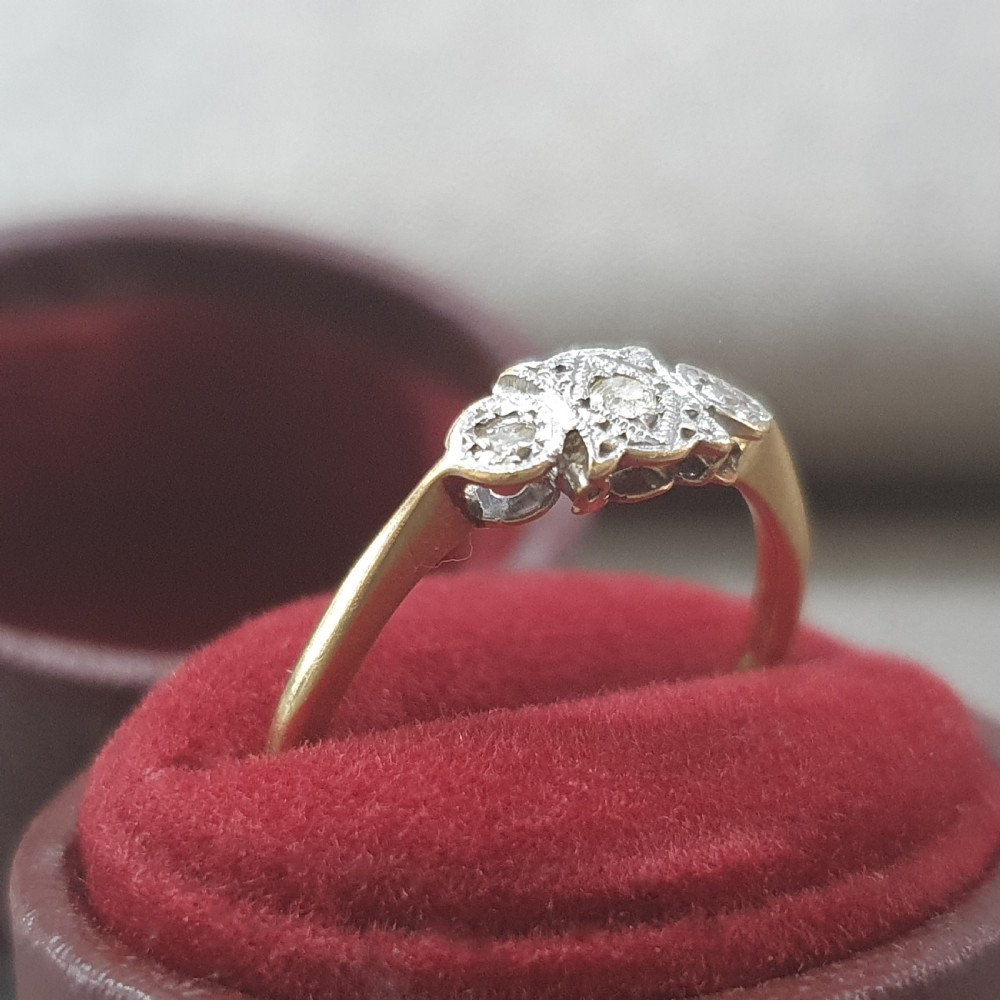 Art Deco Ring Diamond 18ct & Platinum c.1915-20 - Size L½ View V