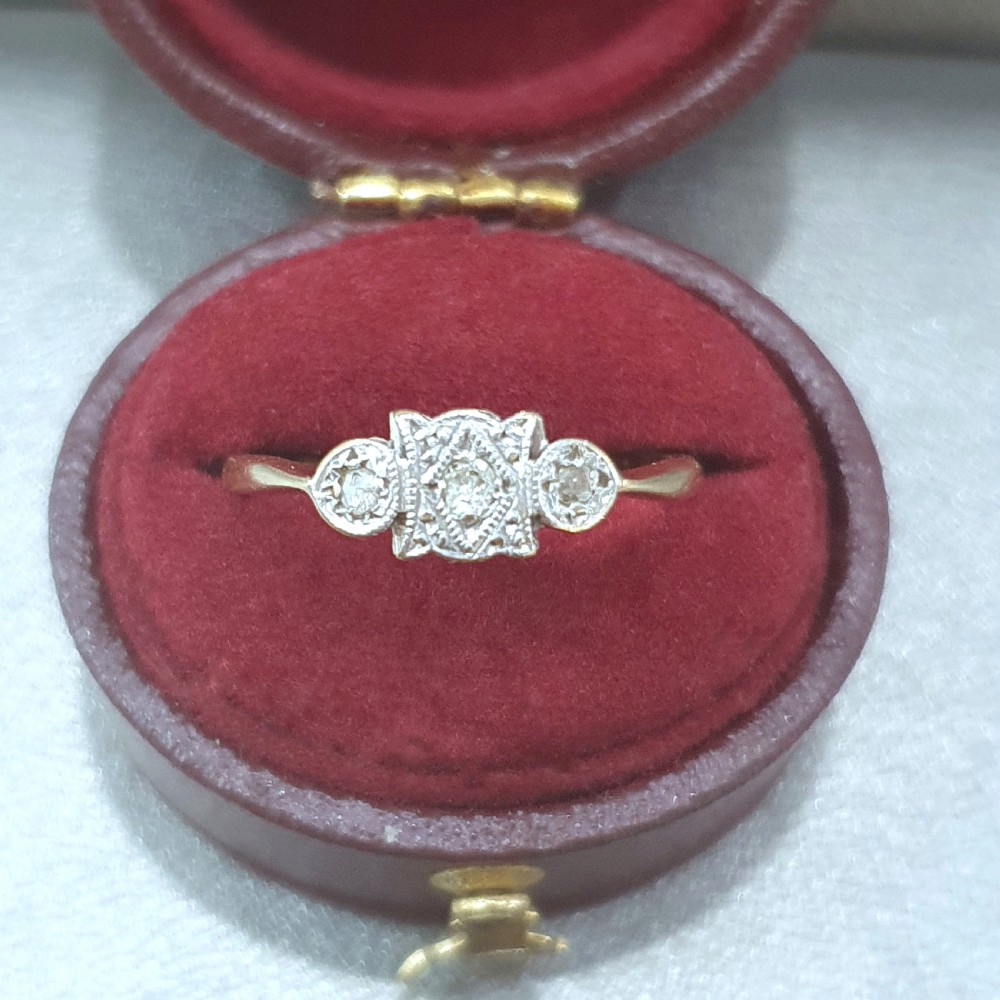 Art Deco Ring Diamond 18ct & Platinum c.1915-20 - Size L½ View VI