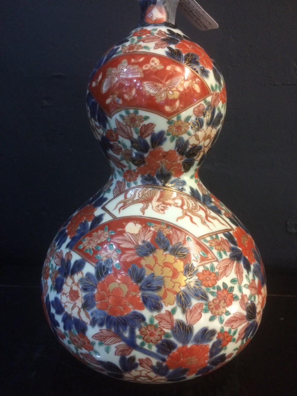 Large Vintage Imari Double Gourd Vase