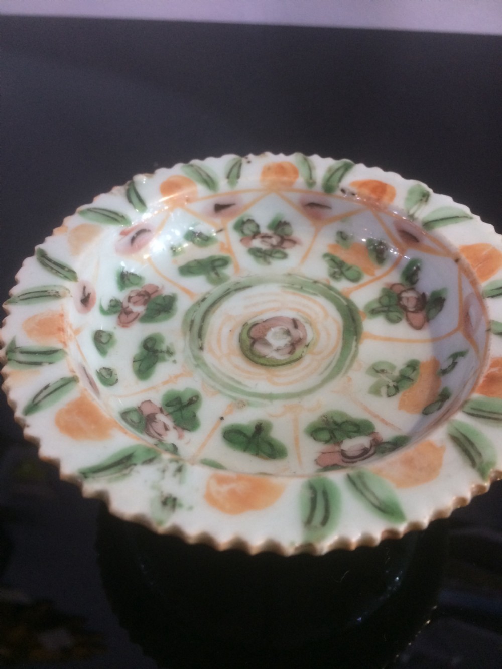 Rare Thai 18thC Benjarong Stem Dish View IV