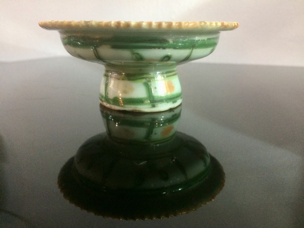 Rare Thai 18thC Benjarong Stem Dish View V