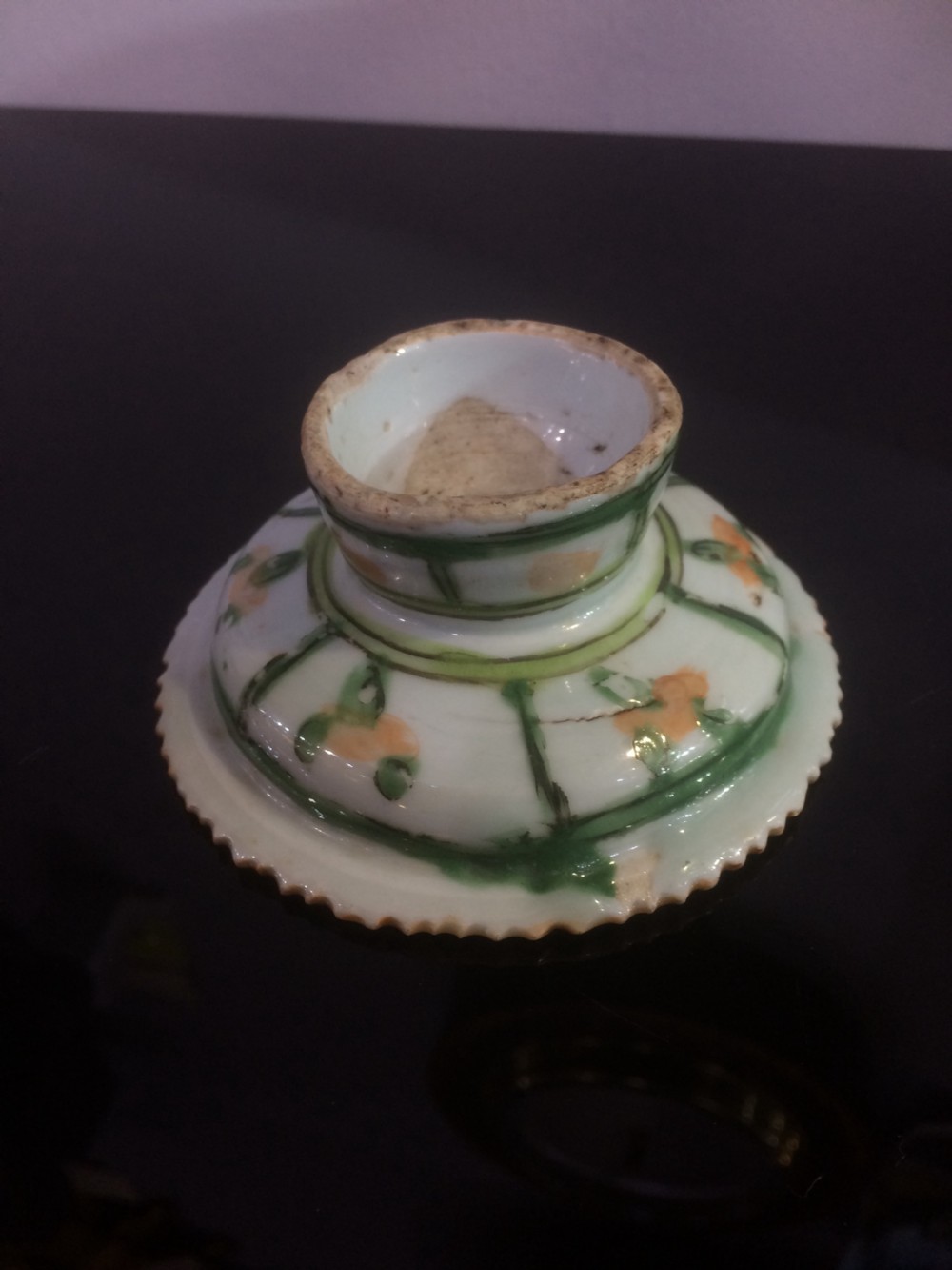 Rare Thai 18thC Benjarong Stem Dish View VI