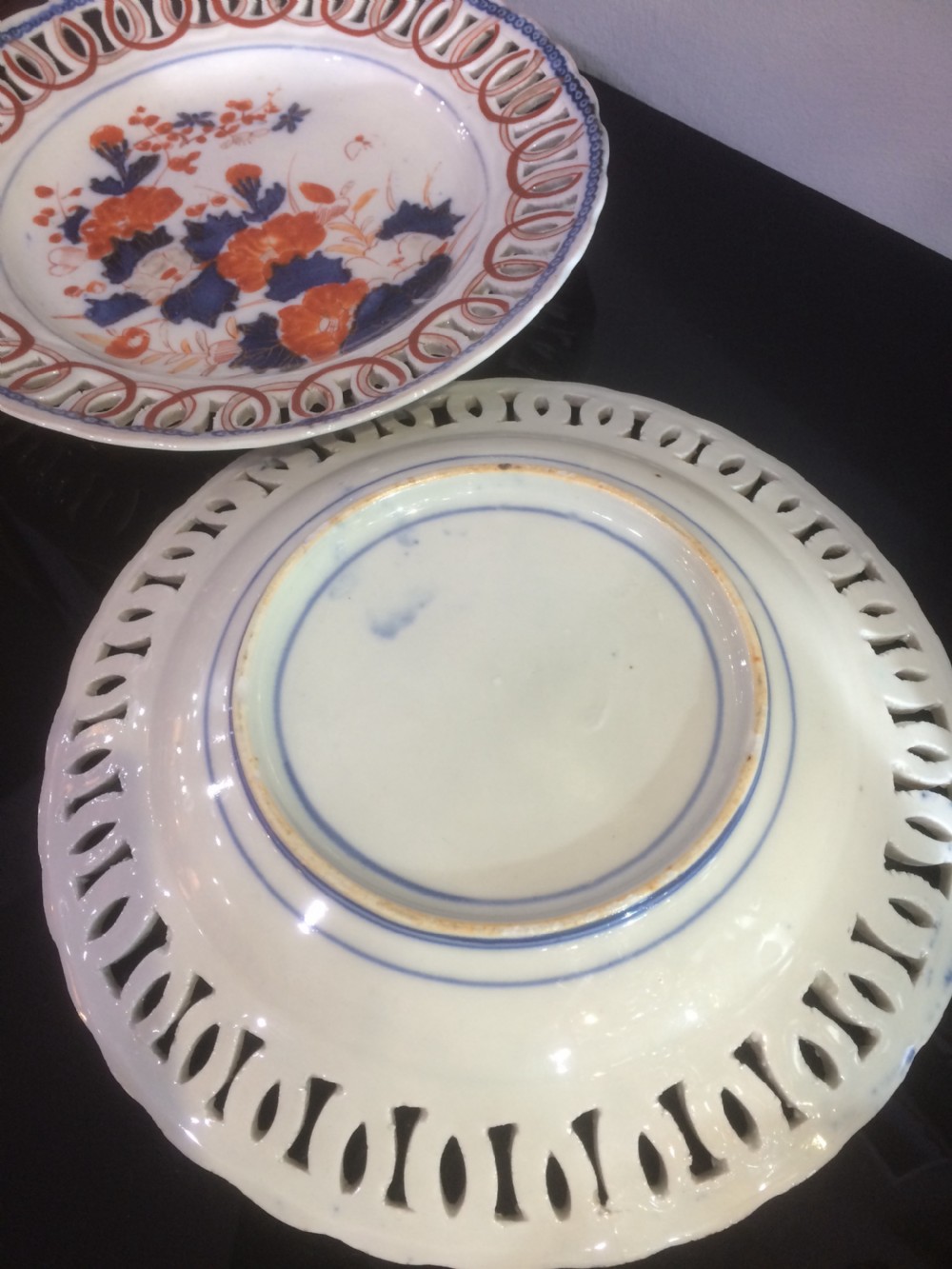 Pair of Meiji Period Imari Pierced Dishes View III