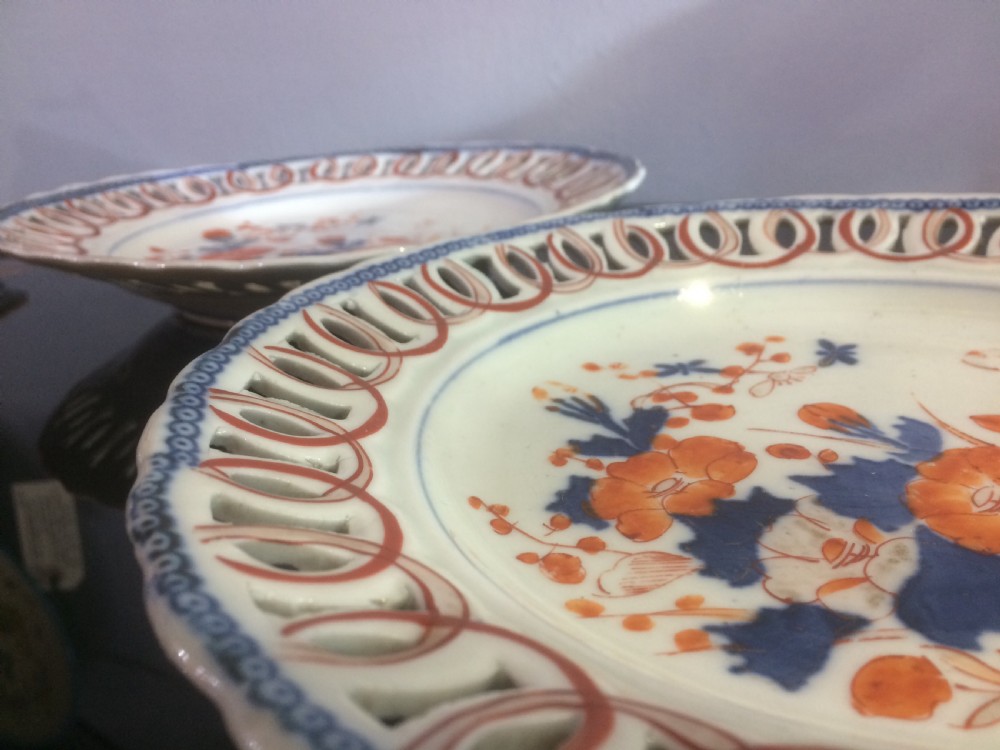 Pair of Meiji Period Imari Pierced Dishes View IV