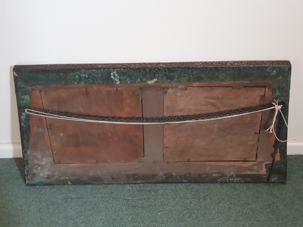 Arts & Crafts Rare Hammered Copper Double Bevelled Glass Wall Mirror - Original Chain & Ready to Hang View V