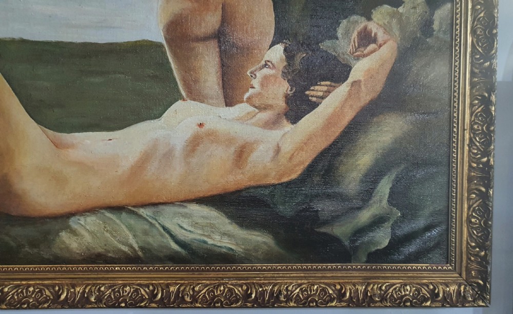 R Braun c1930 German Art Deco Oil on Canvas in Giltwood Frame View VI