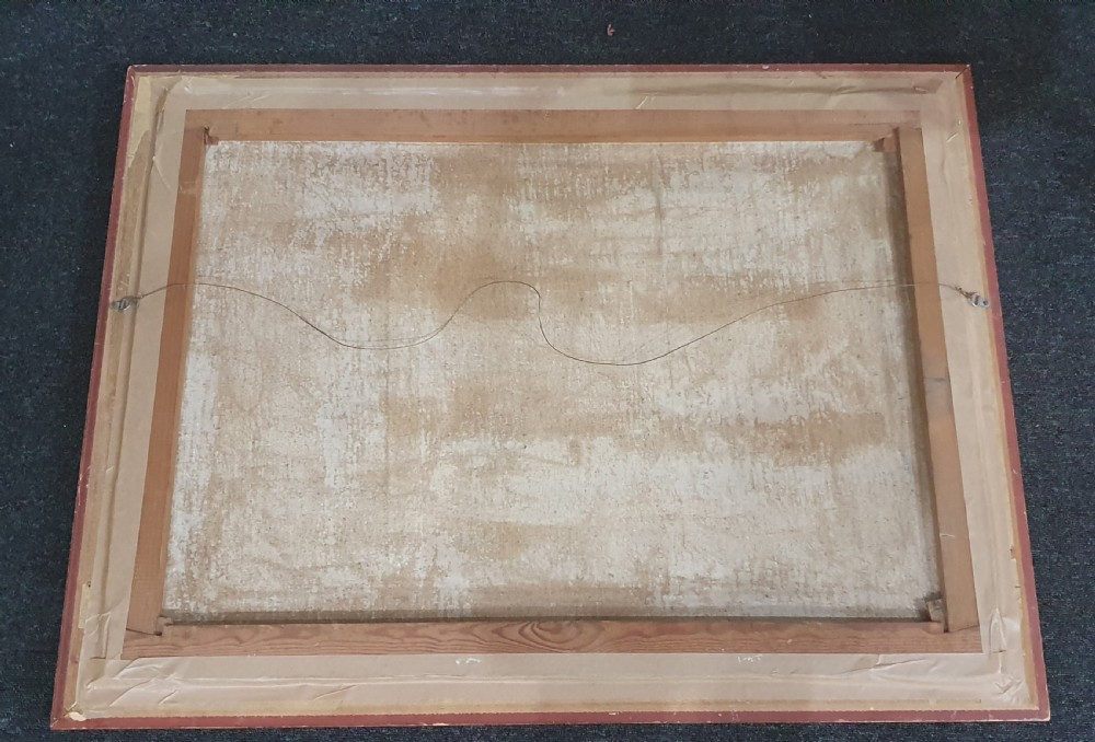 R Braun c1930 German Art Deco Oil on Canvas in Giltwood Frame View X