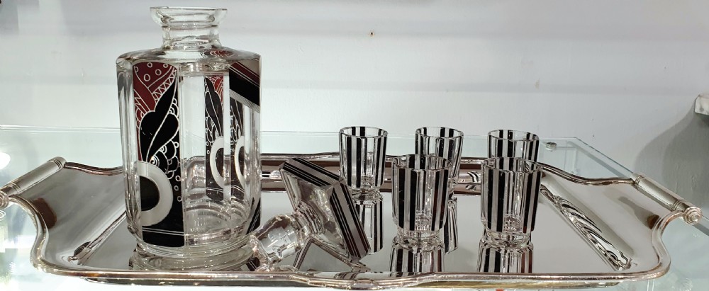 Original Karl Palda Art Deco Bohemian Decanter & Shot Glasses c.1930s View II