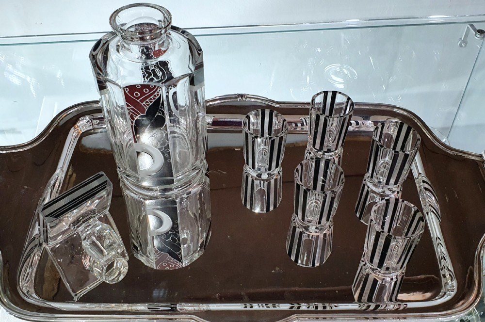 Original Karl Palda Art Deco Bohemian Decanter & Shot Glasses c.1930s View III