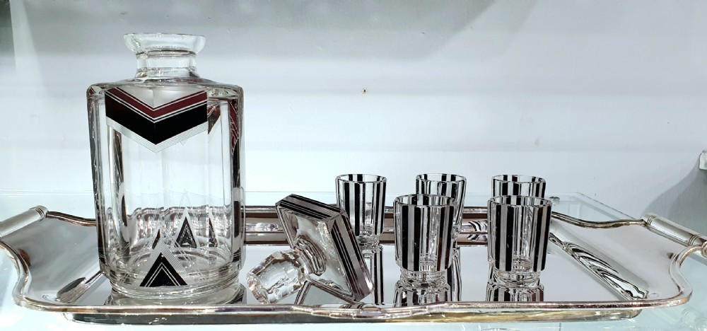 Original Karl Palda Art Deco Bohemian Decanter & Shot Glasses c.1930s View IV